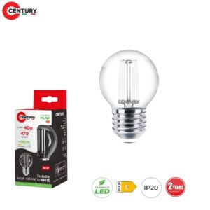 Lampada Sfera LED a Filamento Bianco E27 4w Luce Natura 470 Lumen Incanto White